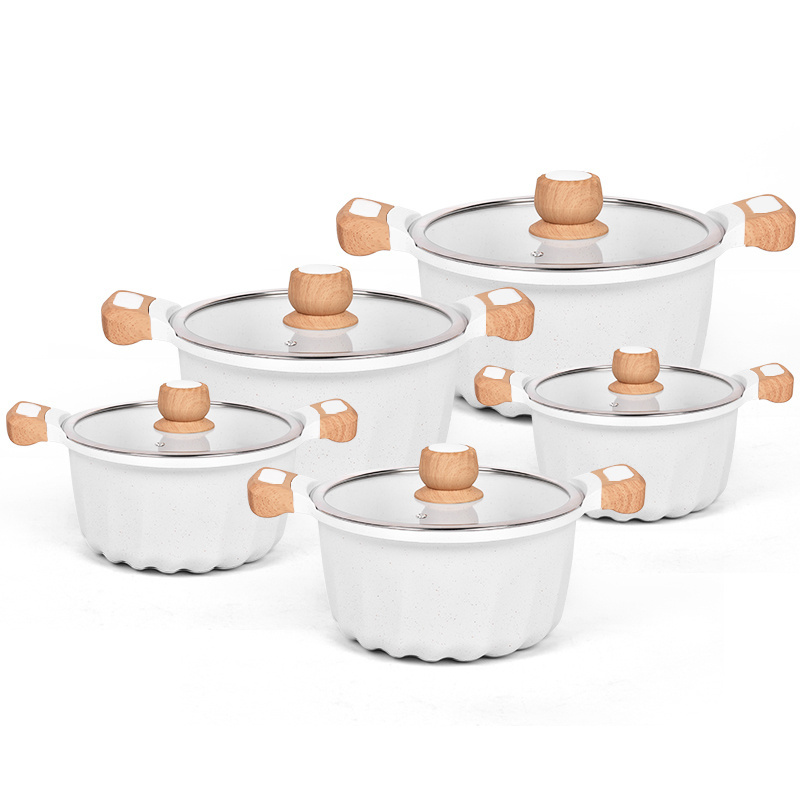 Cooklover  Professional Kitchenware 10Pcs Kitchen Ceramic Pots Mini Soup Pot  Cookware Set With Glass Lid