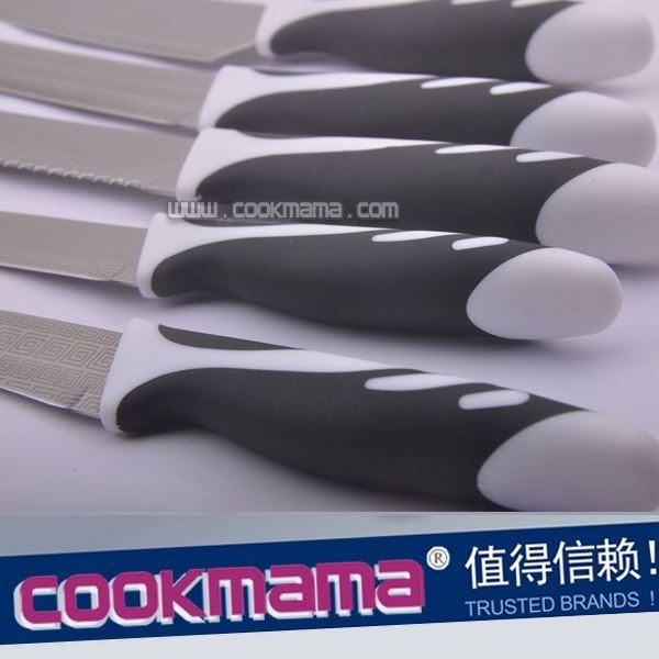 5pcs stainless steel knife with titanium coating and acrylic knife block