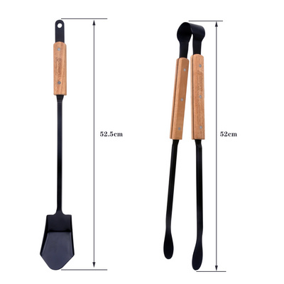 Black Heavy Duty Cast Iron FirePlace Tongs spatula tool set Indoor/Fire Pits Accessories/Tongs Outdoor /firewood tongs