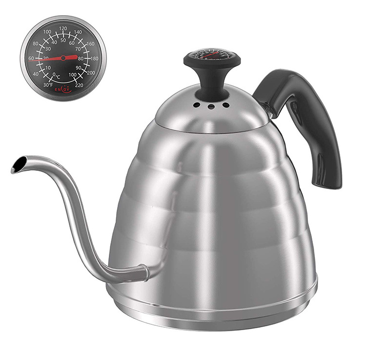 Sturdy Gooseneck Pour Over Coffee Kettle Use for Drip Coffee and Tea Stainless Steel Pour Over Kettle with Fixed Thermometer