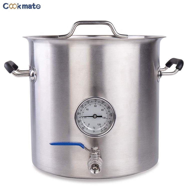 Stainless Steel Brew Kettle Pot 8 Gallon 30 Quart Satin Finish with lid/cover for Beer Brewing