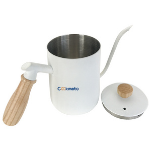 Germany Style Stainless Steel 600ml Brew Kettle Thermos Tea Coffee Pot With Wood Handle