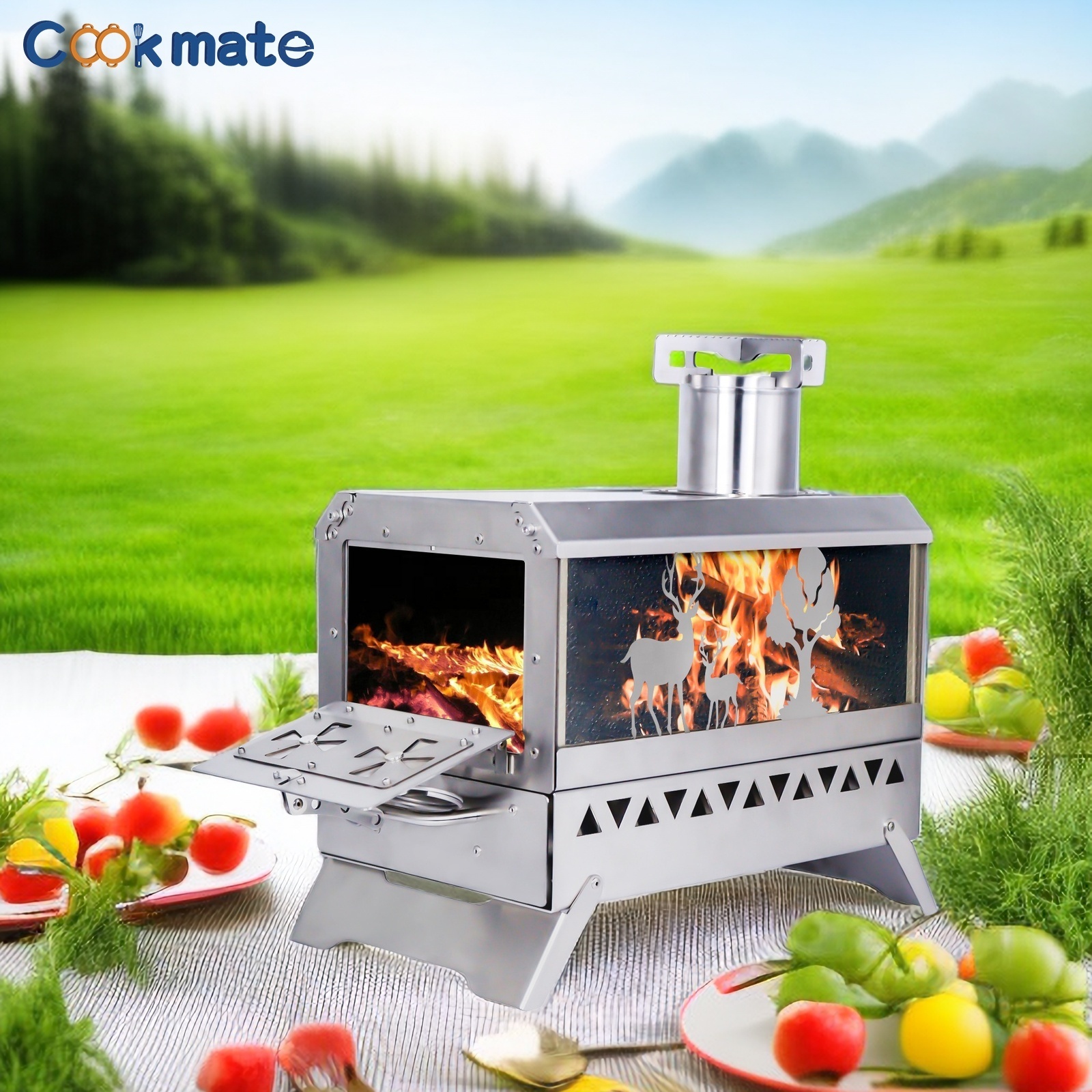 New Exquisite MINI Portable fire pit Outdoor heaters bbq picnic stove with window Bag Oven 3.5KG