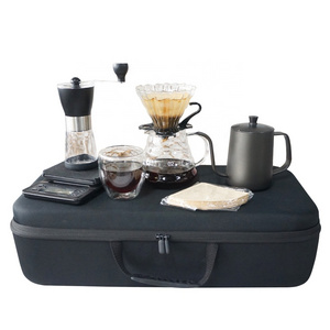 V60 coffee drip set travel bag coffee brewing kit with pour over coffee kettle portable gift accessories outdoor camping  picnic