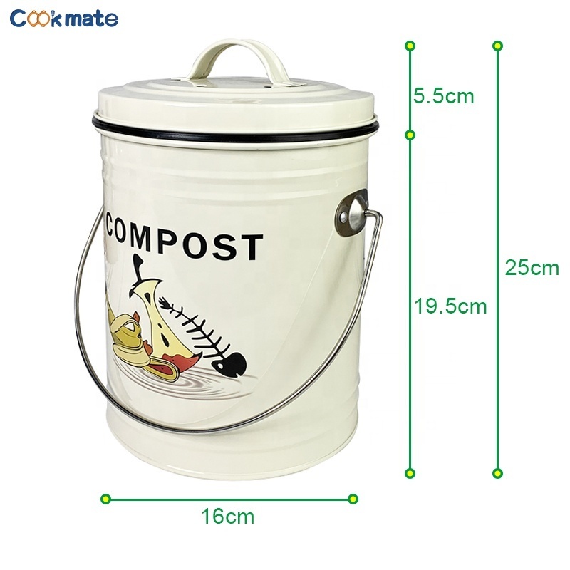 1.3 Gallon Kitchen Compost Bin with Lock Lid, Charcoal Filters,Sturdy Construction &garbage bin/Dishwasher Safe Bucket