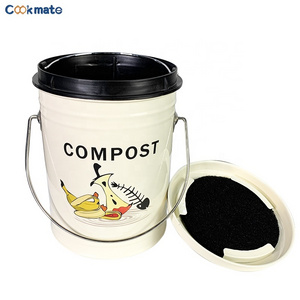 1.3 Gallon Kitchen Compost Bin with Lock Lid, Charcoal Filters,Sturdy Construction &garbage bin/Dishwasher Safe Bucket