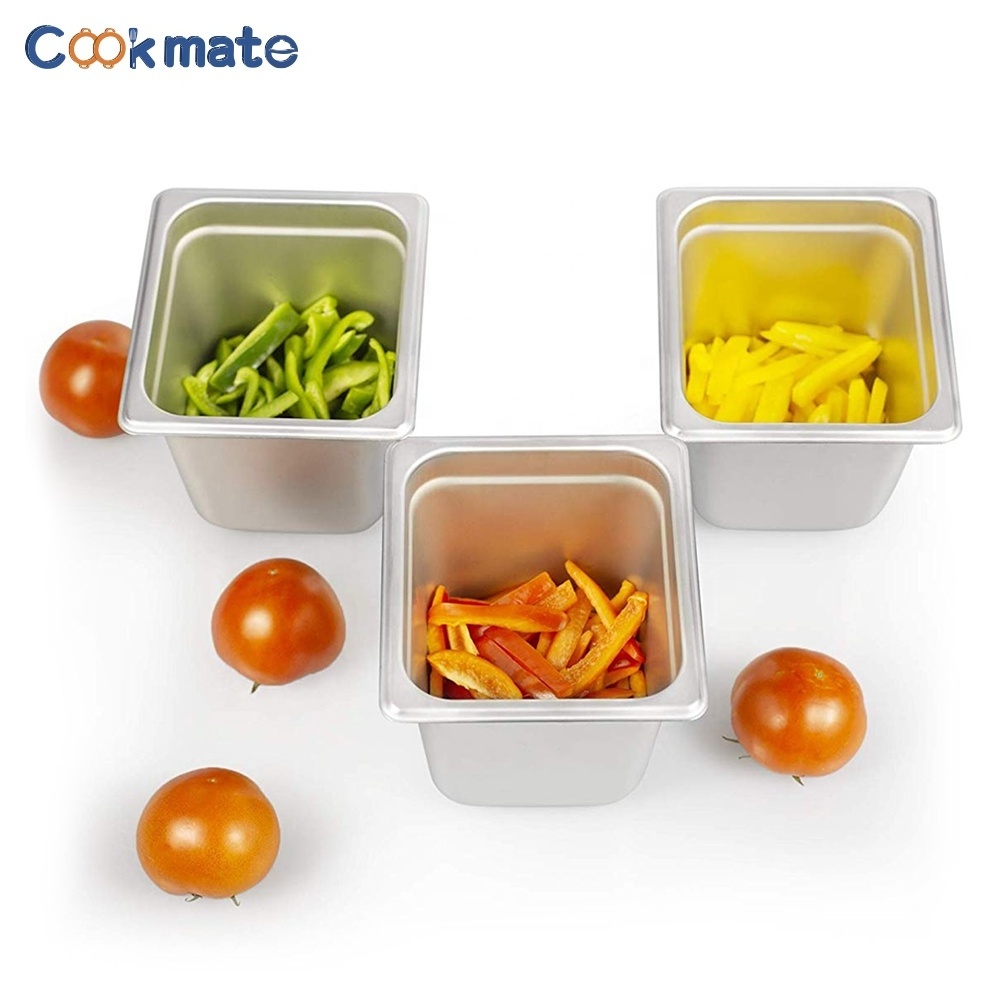 COOKMATE Hot Sale Multiple Sizes 304 Stainless Steel Gn Pan Food Container For Barbecue Salad Shop