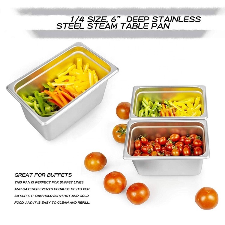 COOKMATE Hot Sale Multiple Sizes 304 Stainless Steel Gn Pan Food Container For Barbecue Salad Shop