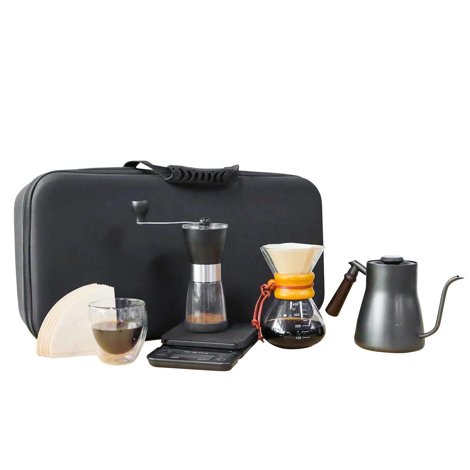 COOKMATE Stainless Steel  Burr Coffee Brewing Travel Bag Pour Over Coffee Maker Set for coffee kit