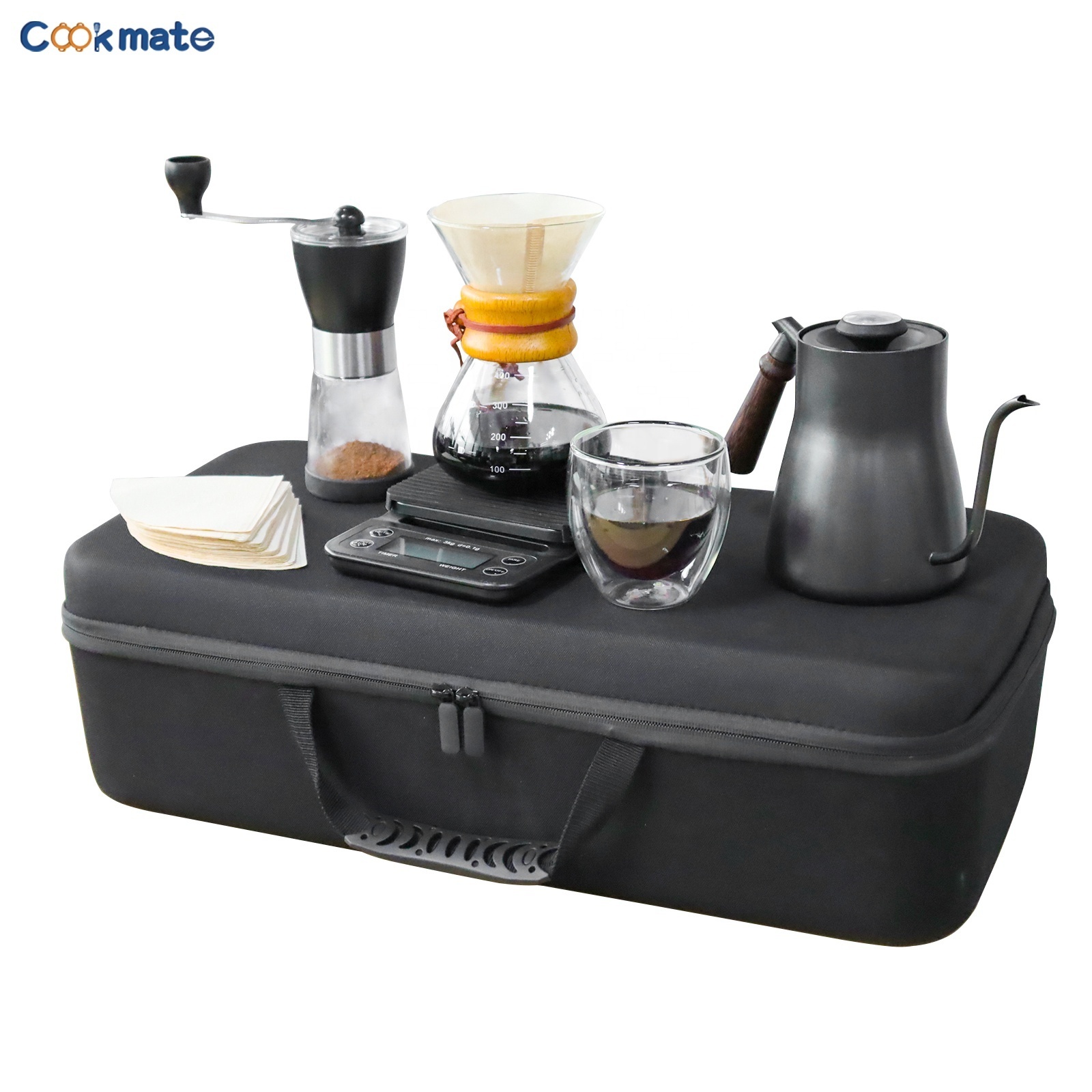 COOKMATE Stainless Steel  Burr Coffee Brewing Travel Bag Pour Over Coffee Maker Set for coffee kit