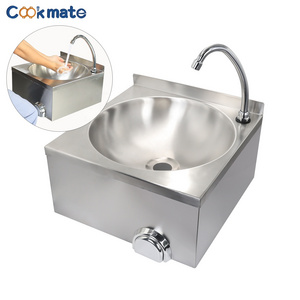 COOKAMTE Stainless Steel 304 Commercial Knee Operated  Hand Washing Sink for Bathroom Countertop