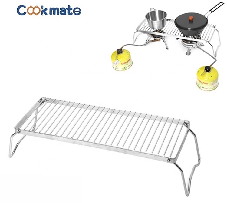 Lightweight Stainless Steel Portable Folding Stove Stand Collapsible Camping Hiking Picnic Barbecue Upper Rack Pellet Grill