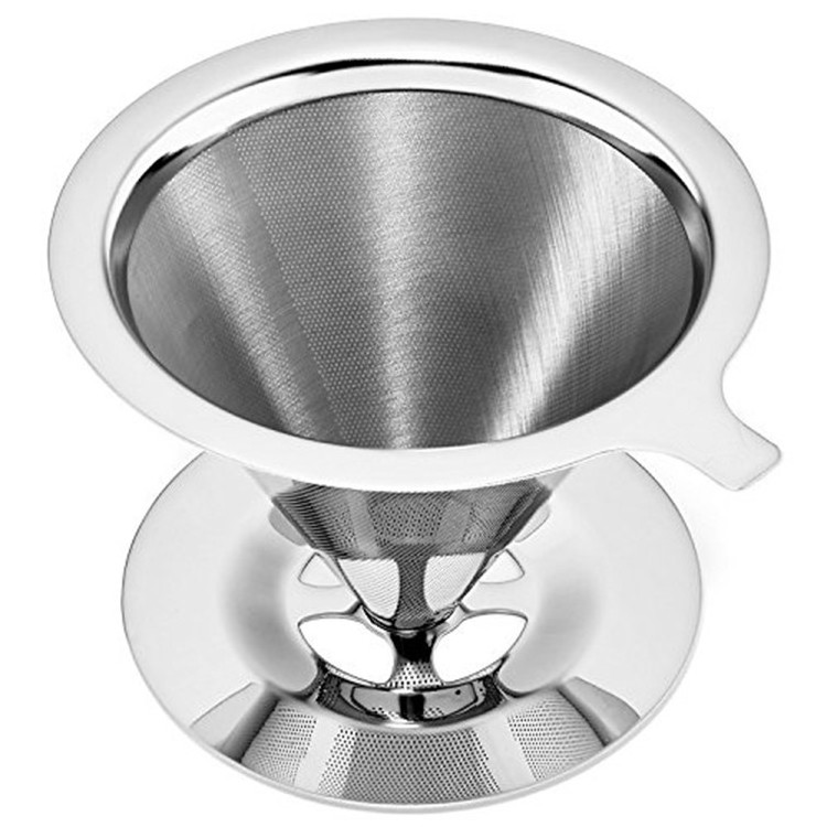 Cookmate Stainless Steel Pour Over Coffee Dripper by Slow Drip Coffee Filter Metal Cone Reusable Single Serve Coffee Maker