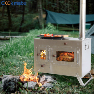 Portable Stainless steel Wood Burning Stove with Oven Window Pipe