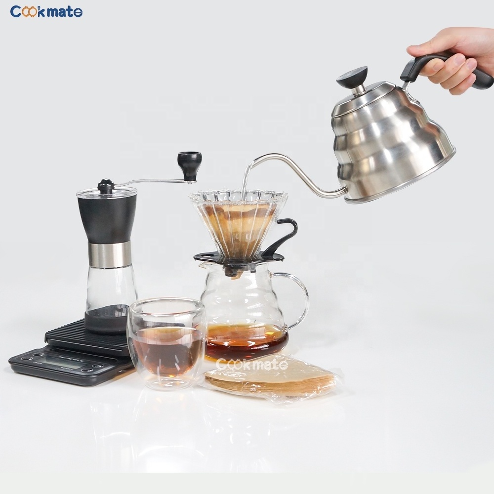 V60 new design camping coffee travel bag drip set pour over 1L kettle portable coffee set with kettle filter glass cup tea set