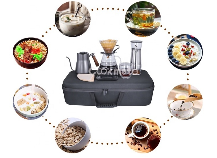 7 in 1 French Press Coffee Maker Set Coffee Brewing Electric Grinder Stainless Steel Kettle Glass Cup