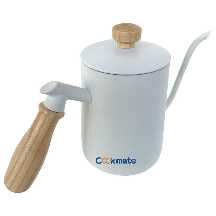 Germany Style Stainless Steel 600ml Brew Kettle Thermos Tea Coffee Pot With Wood Handle