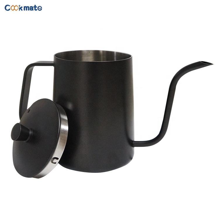 600ML Black Coating Arabic Coffee  Spout Drip Pot for Coffee Service Stainless Steel Tea Kettle