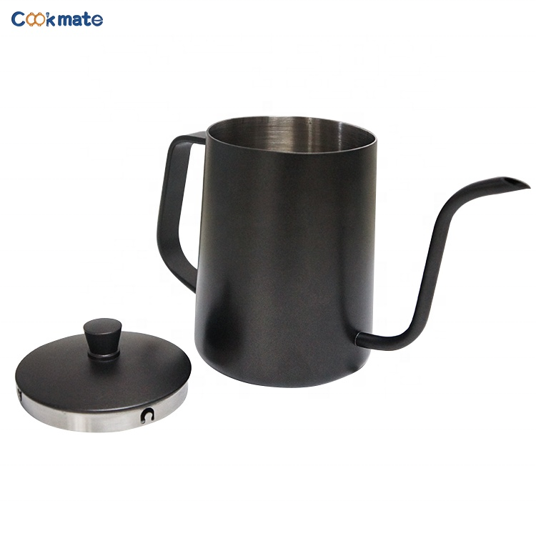 600ML Black Coating Arabic Coffee  Spout Drip Pot for Coffee Service Stainless Steel Tea Kettle