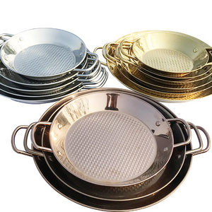 Reliable Quality Stainless Steel Rose Golden Coating mirror finished Paella Pan Spanish Seafood Wok