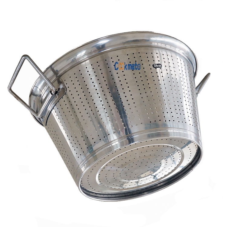 Kitchen Accessories rice washing bowl strainer stainless steel dense hole Mesh Colander with strong and color handle