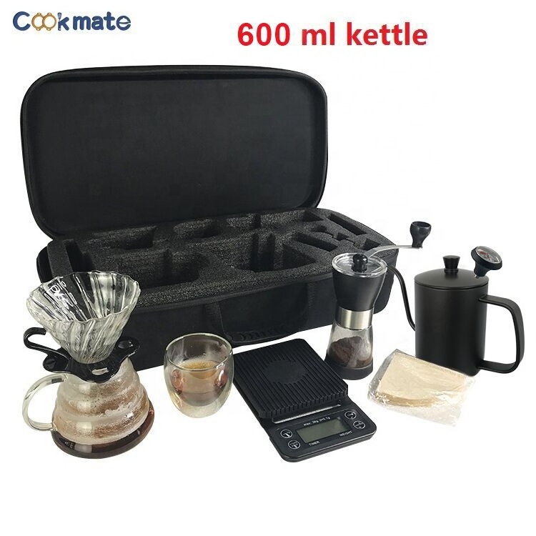 2023 New Hand-made  V60 Timer Pour Over Kettle Server Paper Filter  Coffee Maker Gift Set