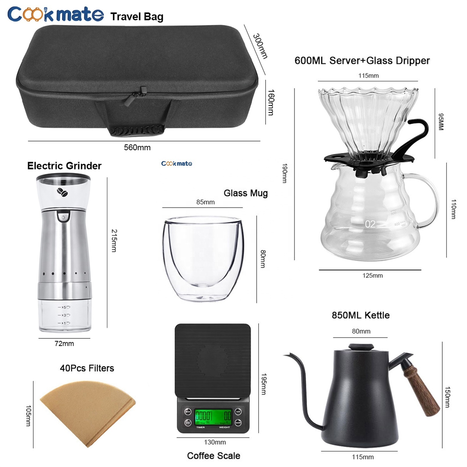 Cookmate Favourite Automatic Coffee Machine Portable 850Ml Kettle Drip Coffee Set For Camping Fishing Rv