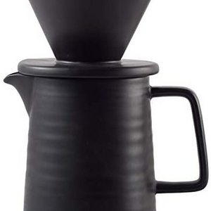 Stock Pour Over Coffee Maker Set, Premium Black Ceramic V60 Dripper & Decanter Filter Coffee Maker