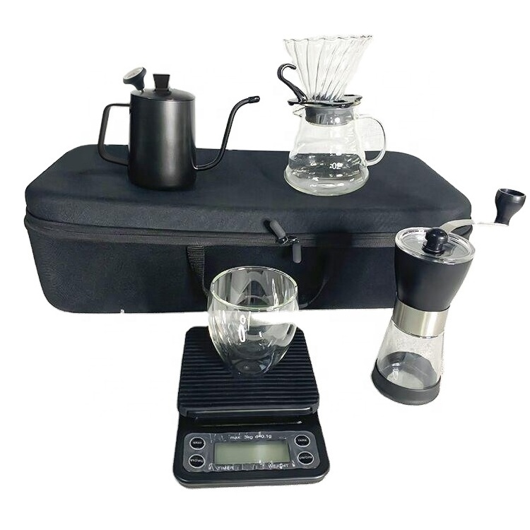 2023 New Hand-made  V60 Timer Pour Over Kettle Server Paper Filter  Coffee Maker Gift Set