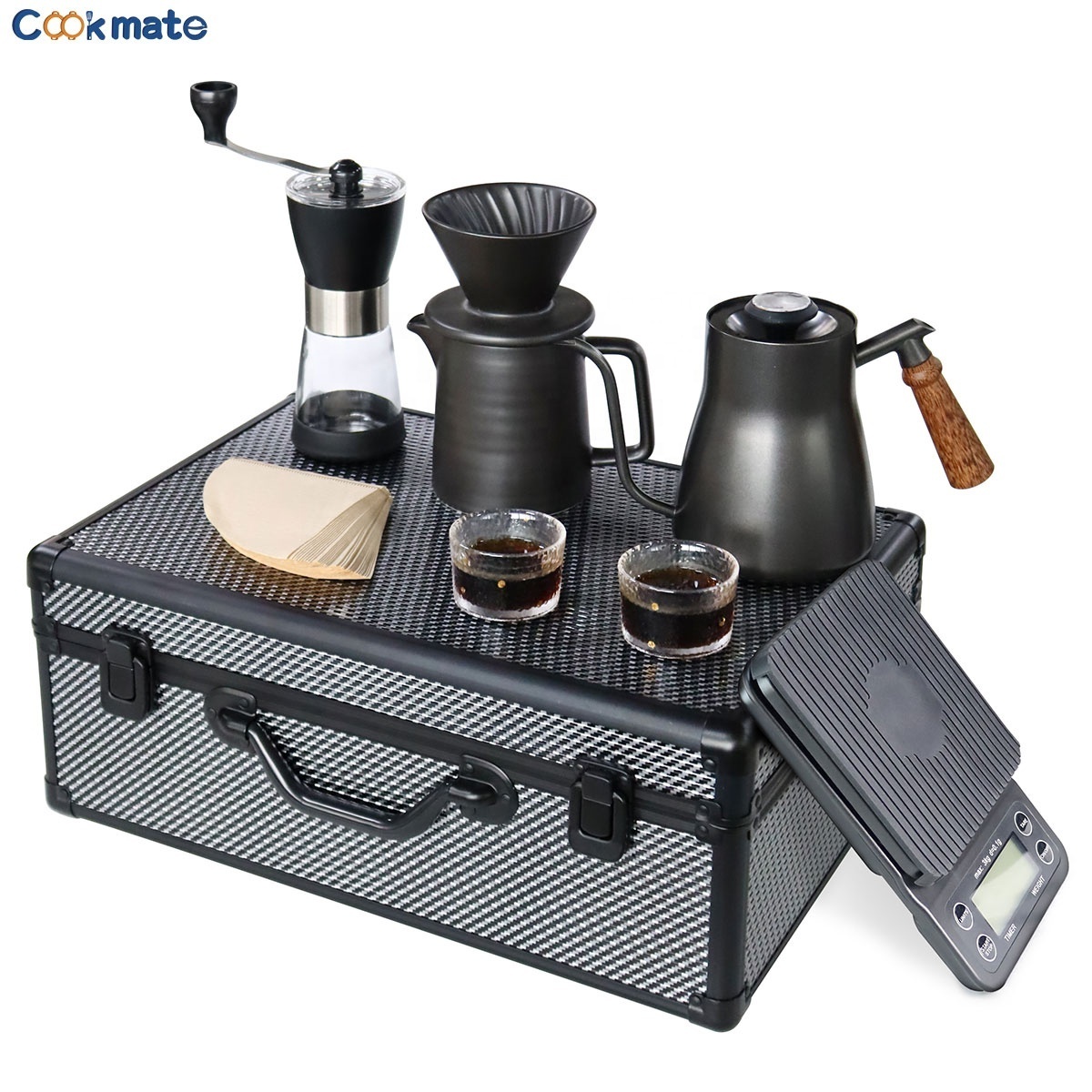 Coffee Maker tools set accessories set kit- Insulated, Stainless Steel Manual Cafe Makers For Home, Camping Travel bag