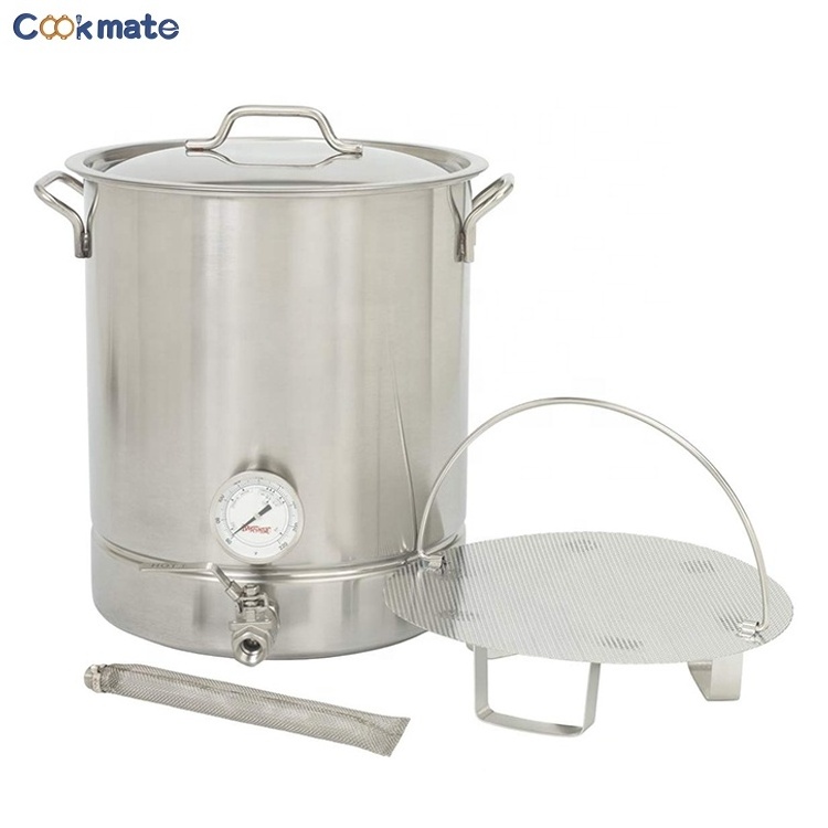 Stainless Steel Brew Kettle Pot 8 Gallon 30 Quart Satin Finish with lid/cover for Beer Brewing