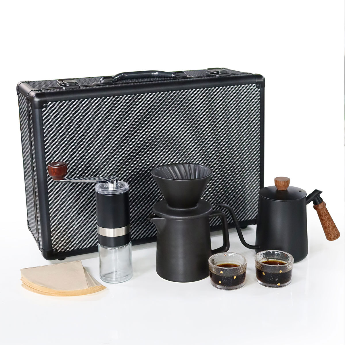 v60 coffee kit Barista Brew Tools Equipment Coffee Bundle Steel Burr Grinder Travel coffee Set for Outdoor Camping