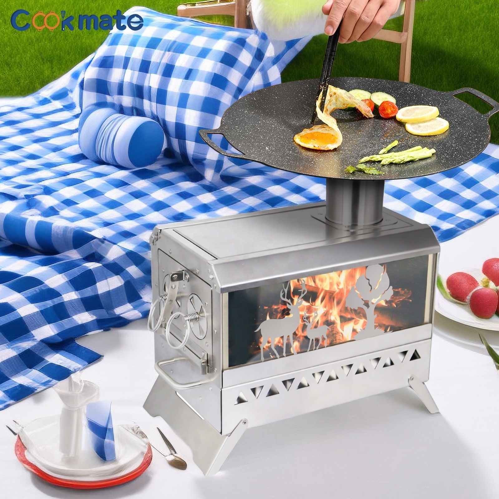 New Exquisite MINI Portable fire pit Outdoor heaters bbq picnic stove with window Bag Oven 3.5KG