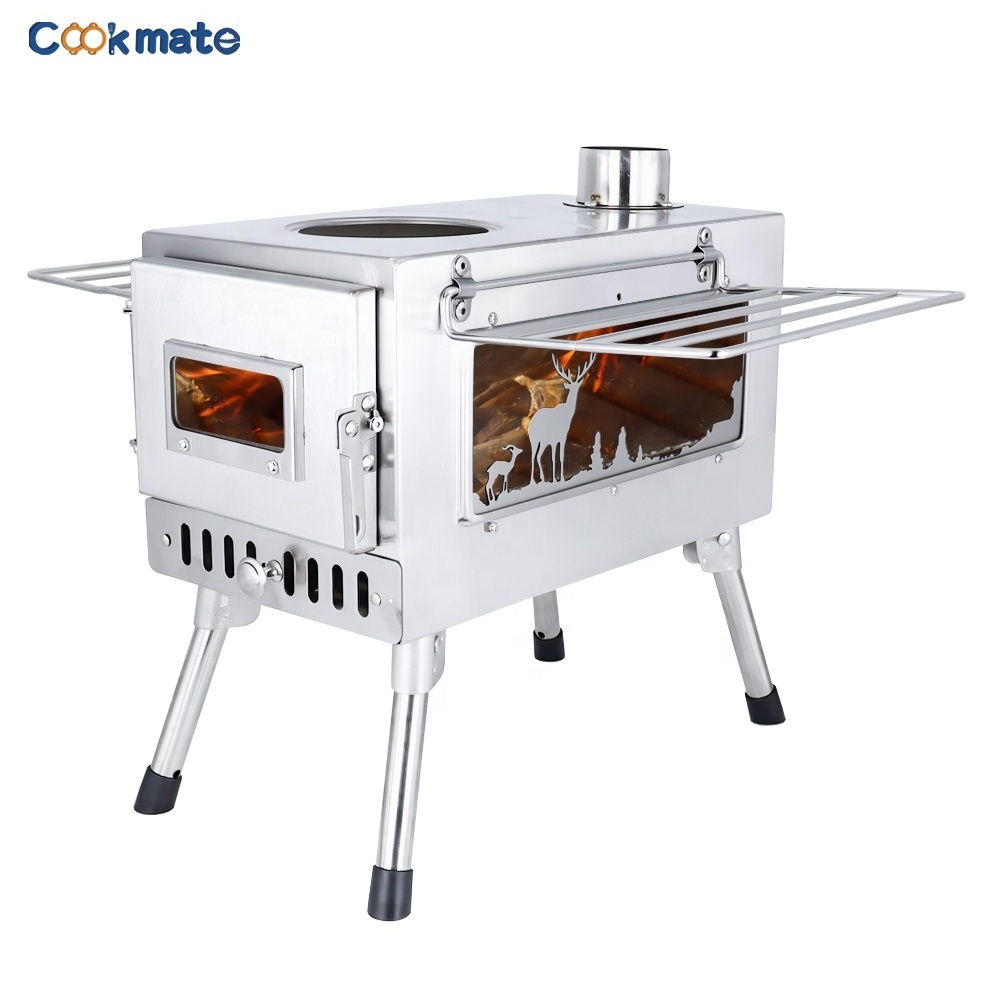 Recommend Cookmate outdoor camping titanium tent stove Portable fire pit with Chimney