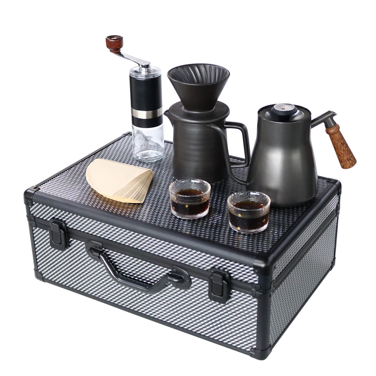 v60 coffee kit Barista Brew Tools Equipment Coffee Bundle Steel Burr Grinder Travel coffee Set for Outdoor Camping