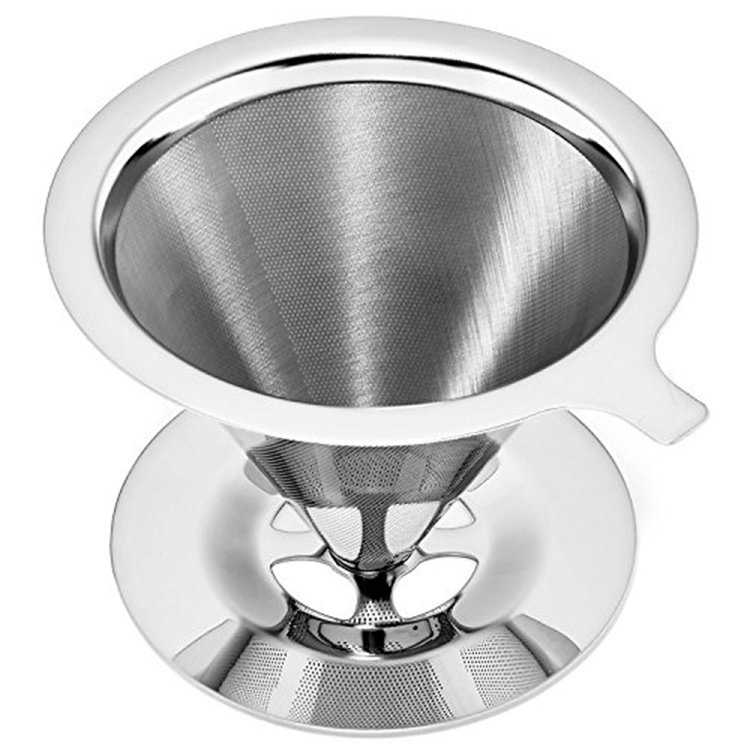 Cookmate Stainless Steel Pour Over Coffee Dripper by Slow Drip Coffee Filter Metal Cone Reusable Single Serve Coffee Maker