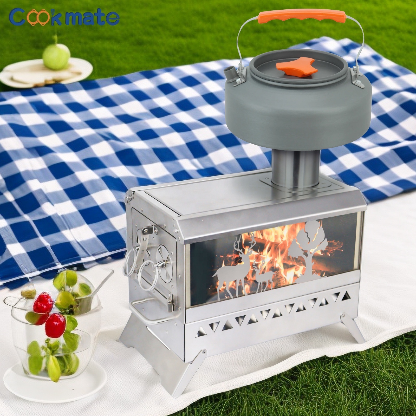 New Exquisite MINI Portable fire pit Outdoor heaters bbq picnic stove with window Bag Oven 3.5KG