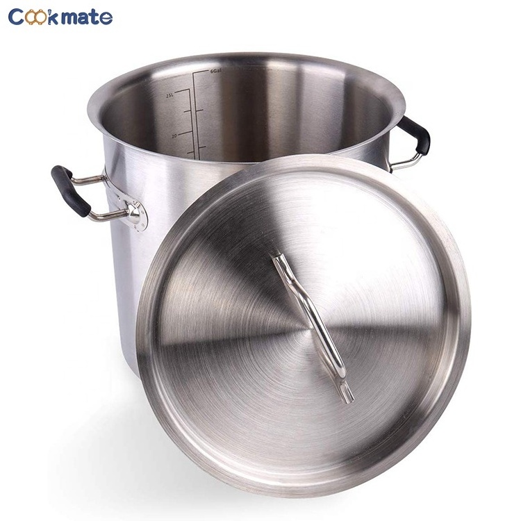 Stainless Steel Brew Kettle Pot 8 Gallon 30 Quart Satin Finish with lid/cover for Beer Brewing