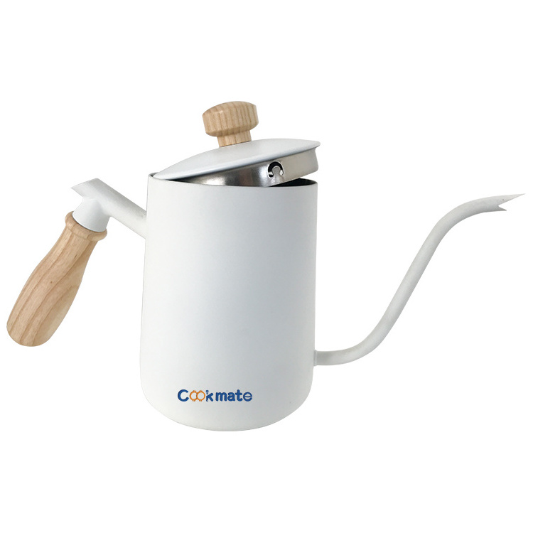 Germany Style Stainless Steel 600ml Brew Kettle Thermos Tea Coffee Pot With Wood Handle