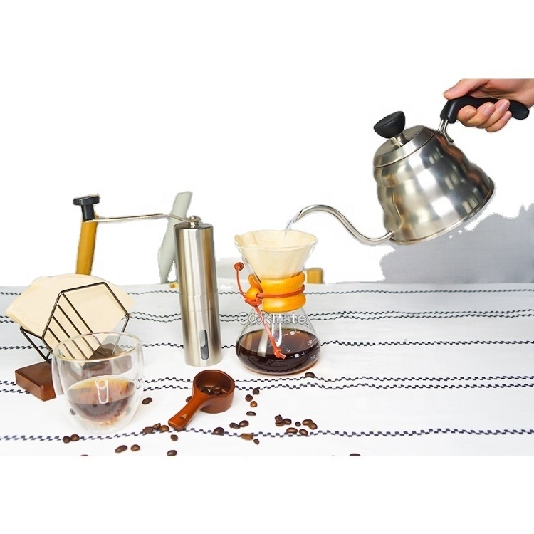 Filters, Dripper, Serving, Grinder, Scale with Timer, Wooden Kettle Double Walled Glass Cup V60 Drip Coffee Maker Set