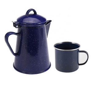 Durable and Energy Efficient Blue Enamel Coffee Pot Hand Pour Over Tea Water Kettle