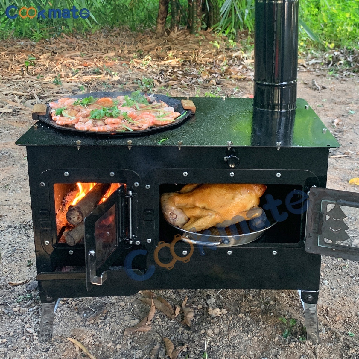 23kw Modern Portable European Style Big outdoor wood stove With Oven For Camping