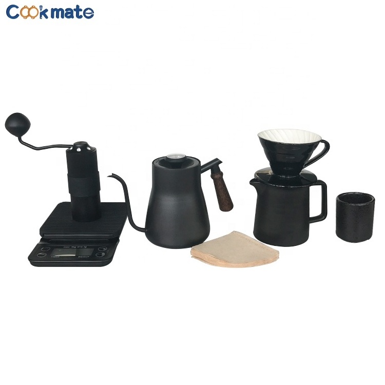 Portable Travel Bag 850 ML Kettle V60 Ceramics  Server&Dripper Hand-made Coffee Maker Set