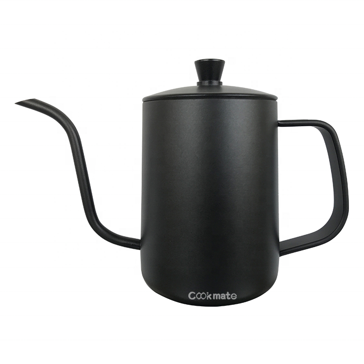 600ML Black Coating Arabic Coffee  Spout Drip Pot for Coffee Service Stainless Steel Tea Kettle