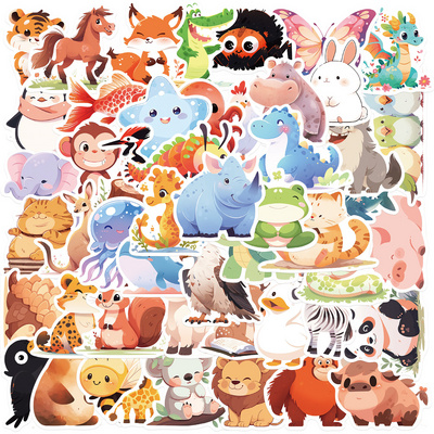 50 PCS Cute Animal Cartoon Stickers Vinyl PVC Die Cut Sticker for Water Bottle Laptop Phone Skateboard bike car Decal