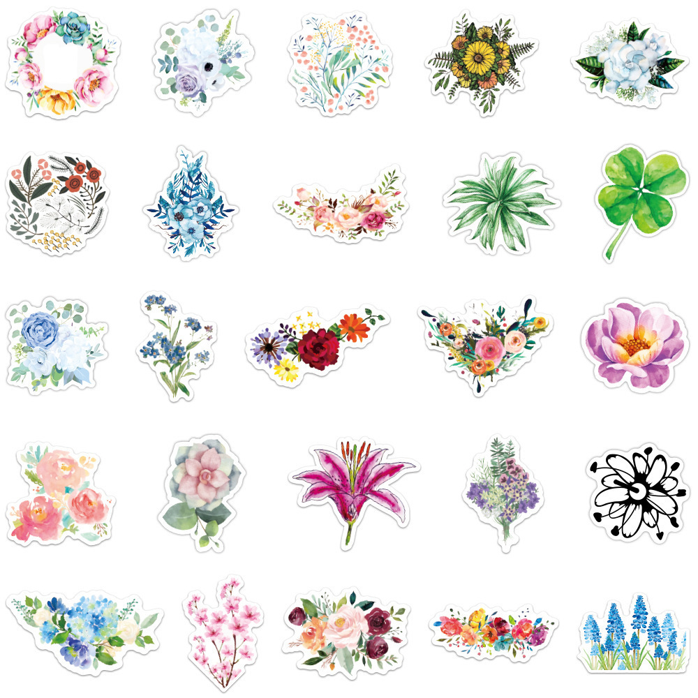 100pcs Flowers Stickers for Decoration DIY Diary Album Planner Stickers Stationery Sticker School Supplies computer laptop decal