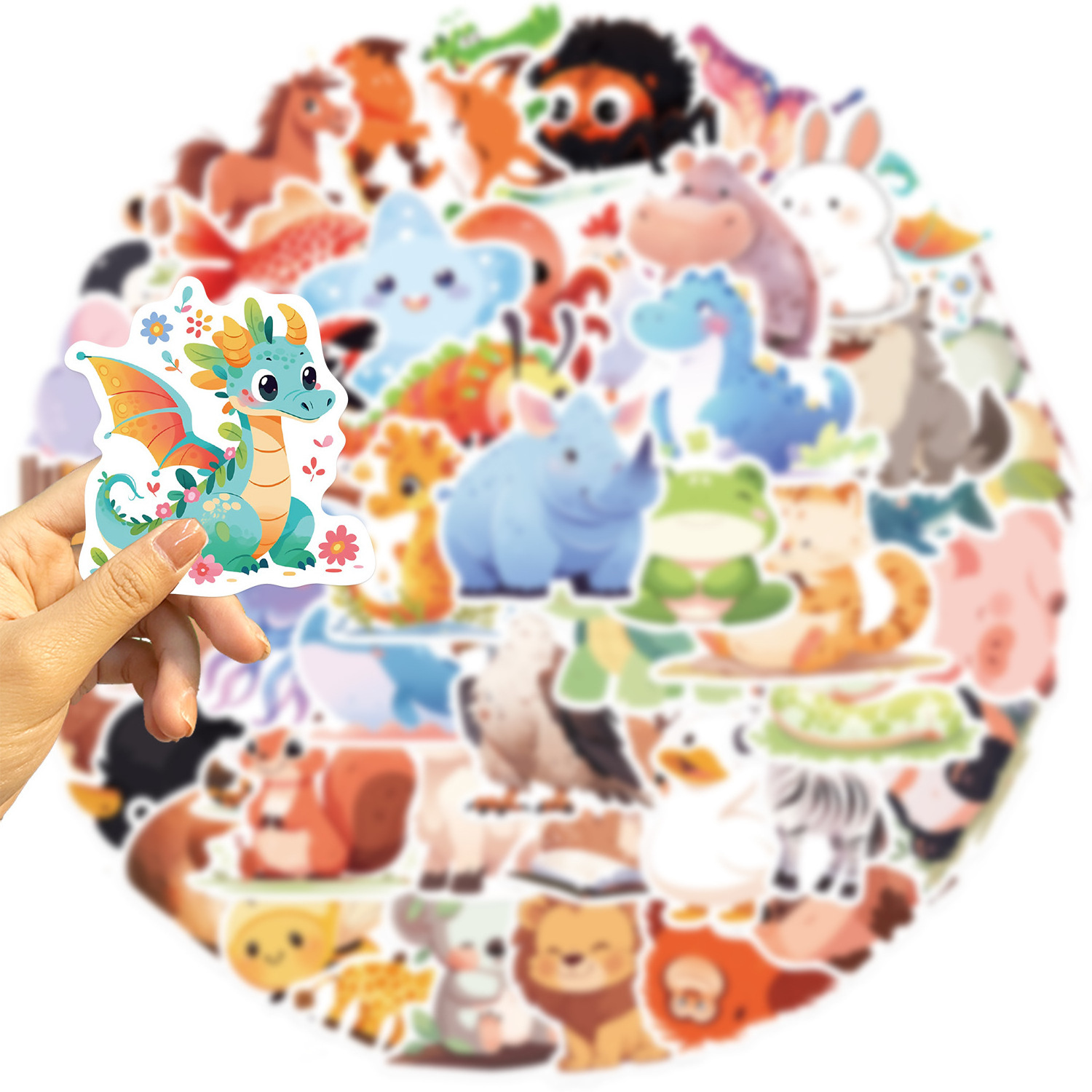 50 PCS Cute Animal Cartoon Stickers Vinyl PVC Die Cut Sticker for Water Bottle Laptop Phone Skateboard bike car Decal