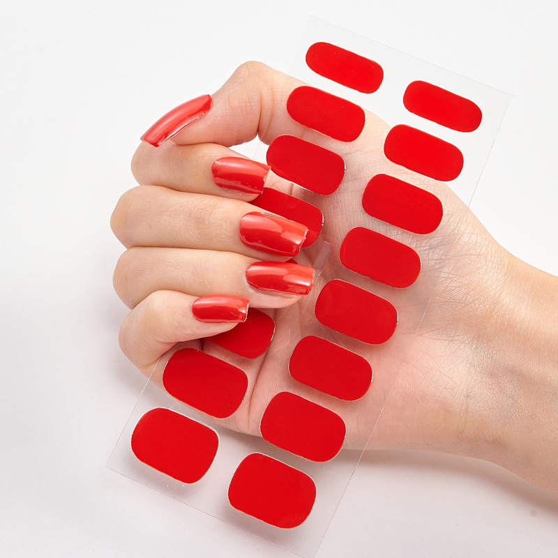 High Quality 16Pcs Red Nail Art Stickers Self Adhesive Colorful Nail Wraps Stickers For Nail