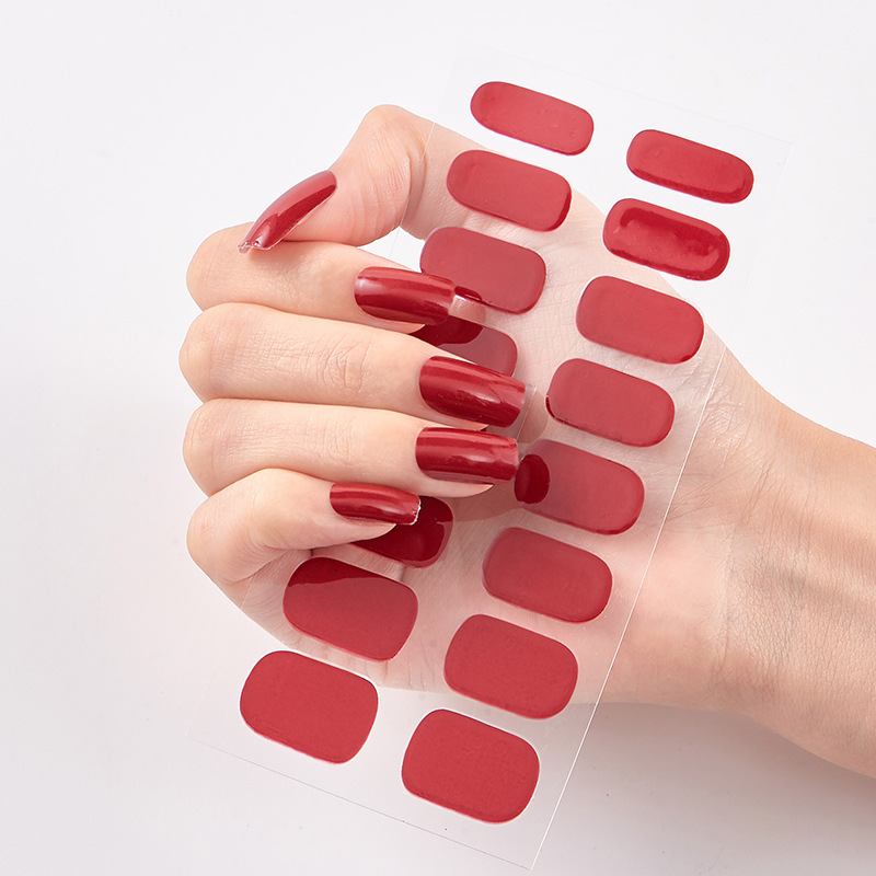 High Quality 16Pcs Red Nail Art Stickers Self Adhesive Colorful Nail Wraps Stickers For Nail