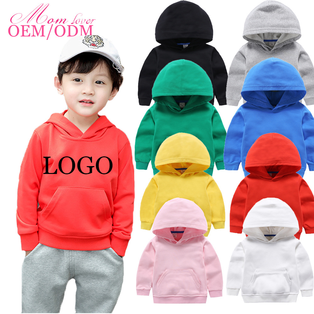 kids clothes Custom logo toddler boys hoodies solid color crew neck sweater oversized pullover terry cotton  kids sweatshirt